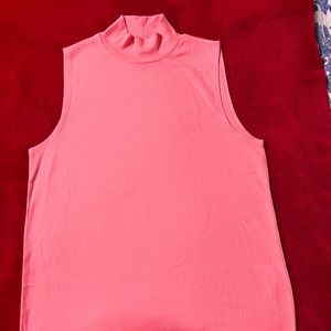 J Crew Mockneck tank. Large - pink/shrimp color.  NWOT - didn’t fit me